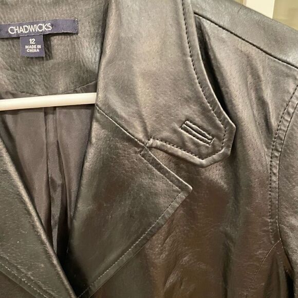 Chadwicks Jacket Womens 12 Black Leather Rocker Motorcycle Classic Button Front - Picture 7 of 8